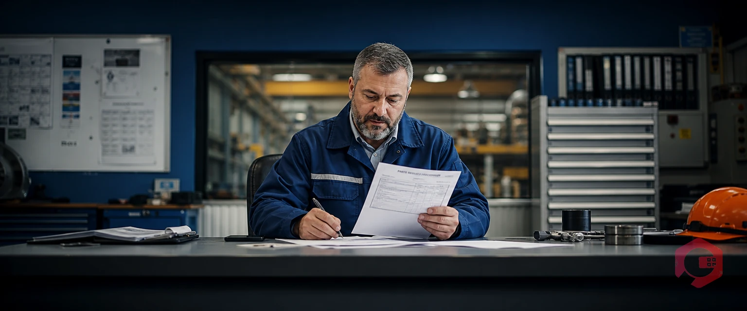 Maintenance manager approving a spare parts request in an industrial facility | Cryotos
