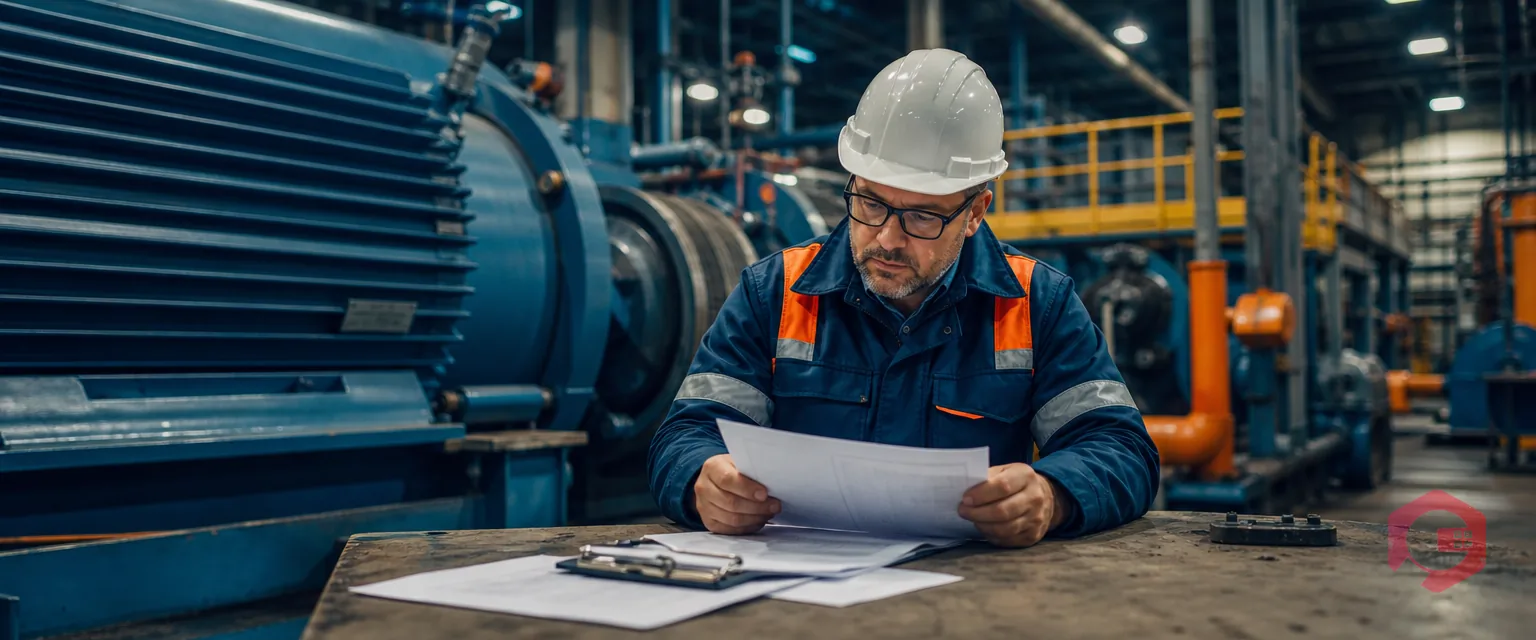 Maintenance leader building a predictive maintenance ROI business case beside industrial equipment | Cryotos