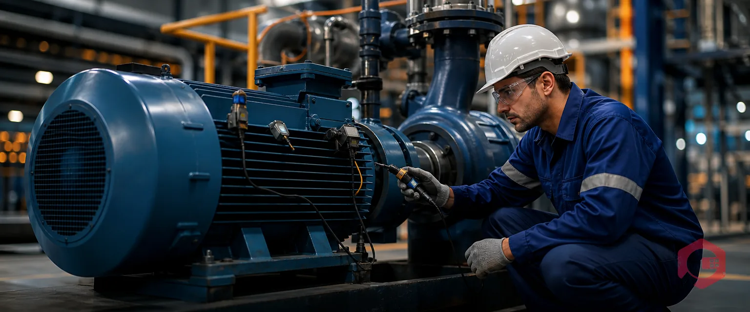 Reliability engineer monitoring machinery with condition-monitoring sensors in a plant | Cryotos