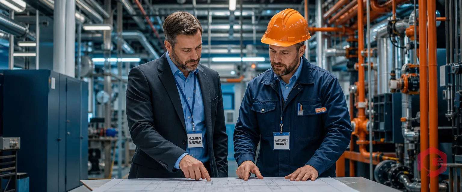 Facilities and maintenance managers comparing CAFM and CMMS in a modern facility | Cryotos