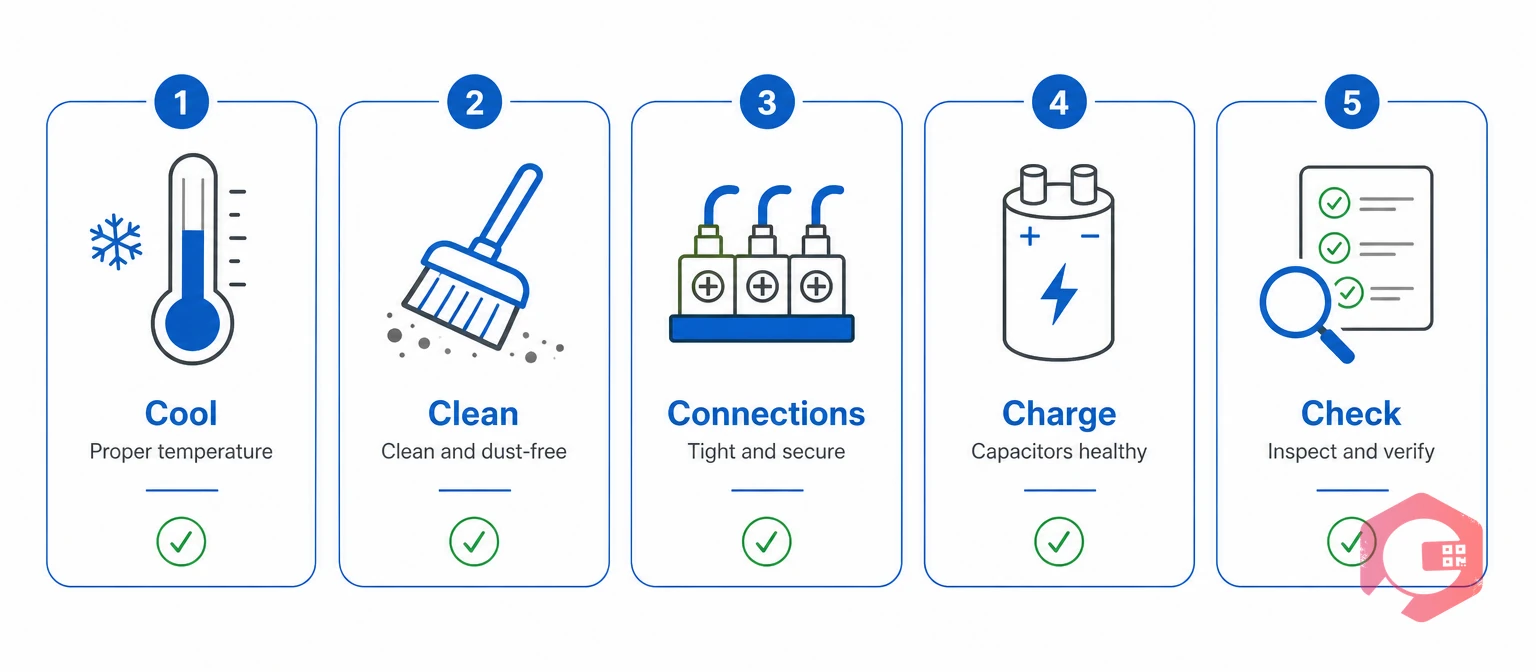 The Five-C VFD health framework: Cool, Clean, Connections, Charge, Check | Cryotos