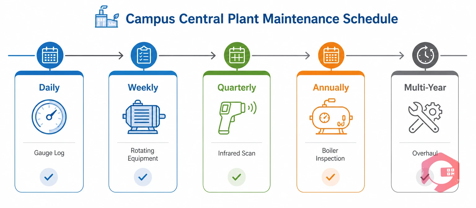 Campus central plant maintenance schedule from daily to multi-year tasks | Cryotos