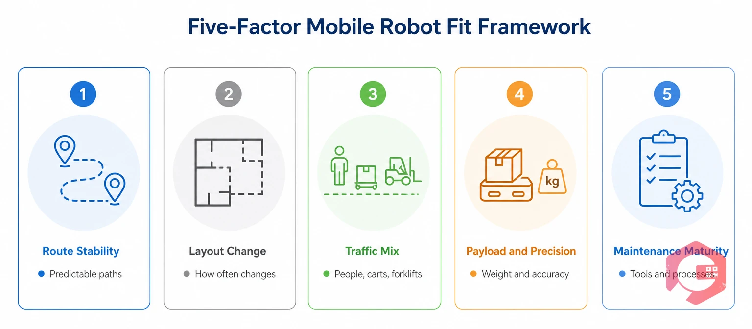 Five-Factor Mobile Robot Fit Framework point cards | Cryotos