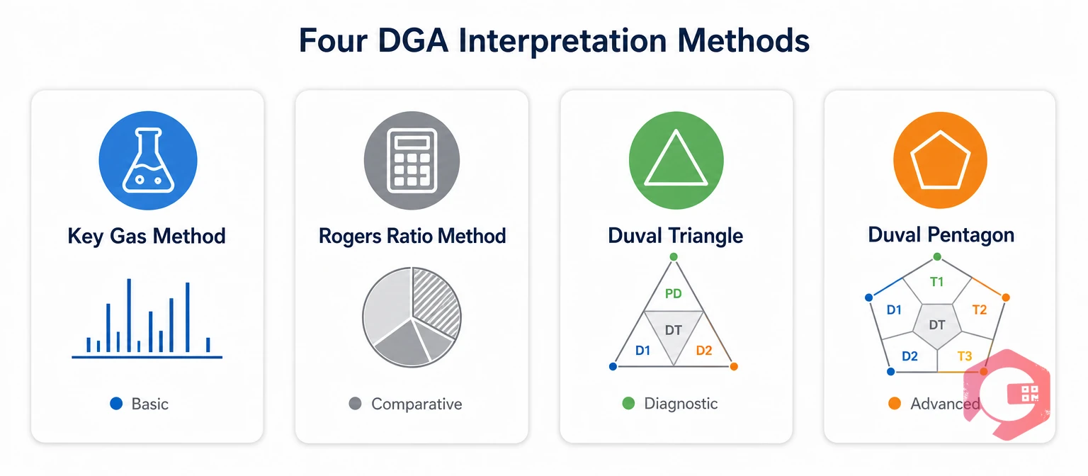 Four DGA interpretation methods: Key Gas, Rogers Ratio, Duval Triangle, Duval Pentagon | Cryotos