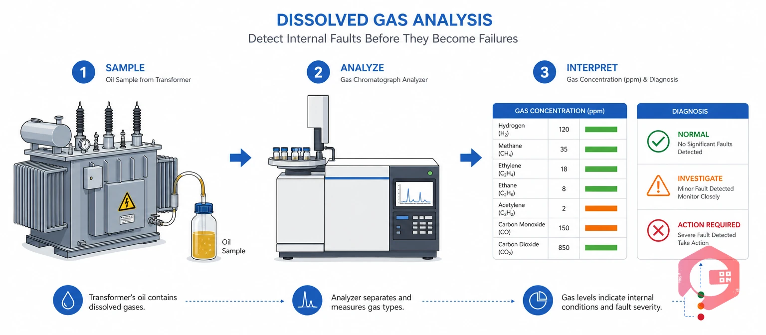How dissolved gas analysis works: oil sample to gas chromatograph to ppm readings | Cryotos