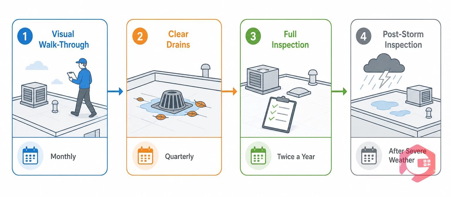 Roof PM schedule organized by inspection frequency | Cryotos