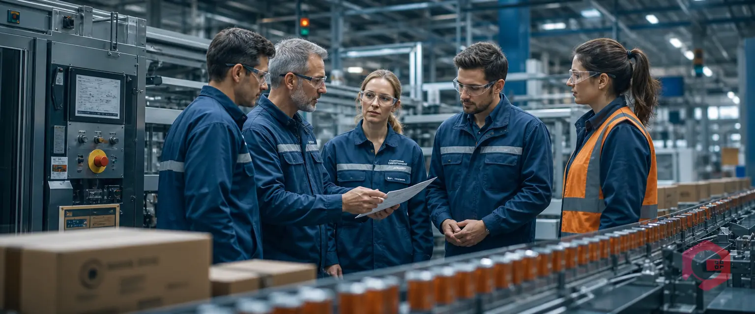 Continuous improvement team running a DMAIC project review on a packaging line | Cryotos