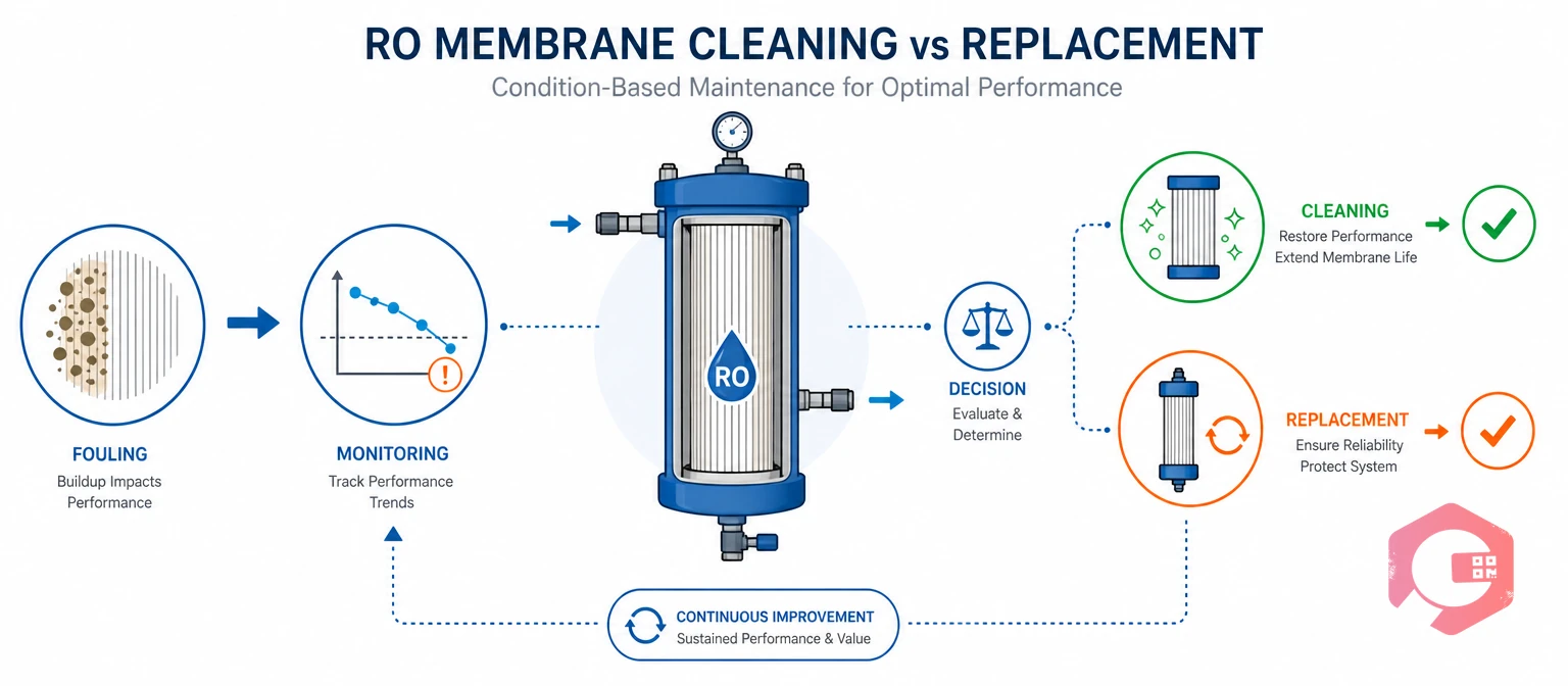 Overall concept of RO membrane cleaning versus replacement as condition-based maintenance | Cryotos