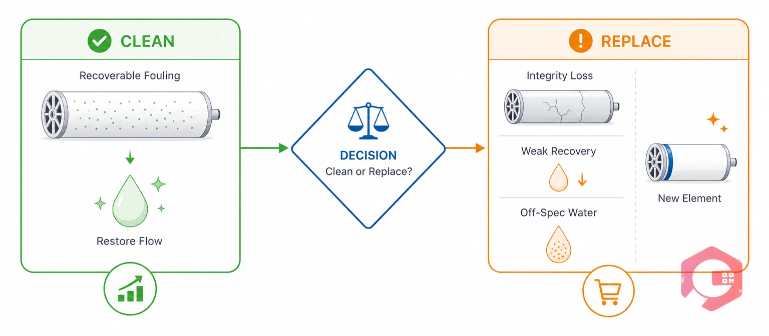 Decision matrix for when to clean versus replace an RO membrane | Cryotos