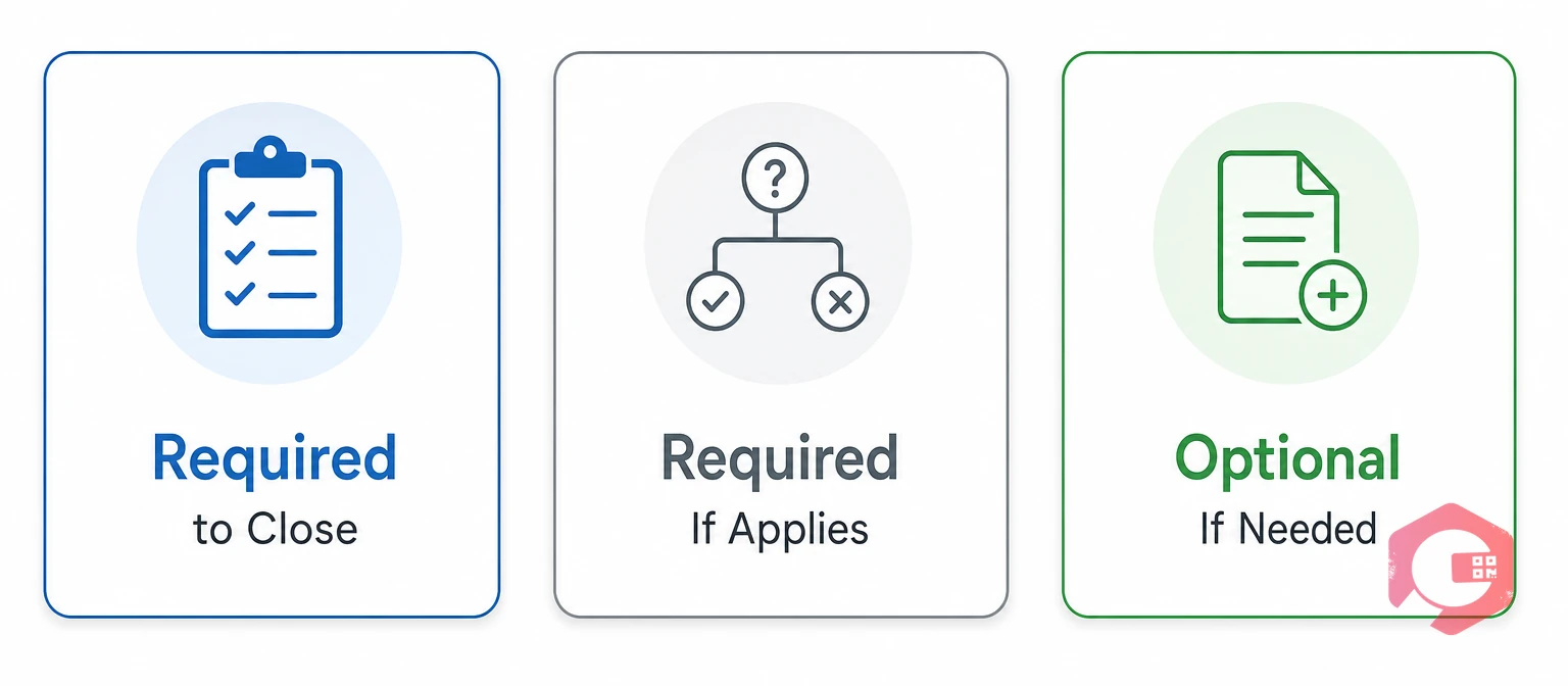 Three tiers of work order fields: required, conditional, optional | Cryotos