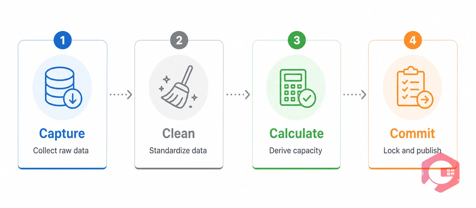 Data-to-Capacity Ladder: Capture, Clean, Calculate, Commit | Cryotos