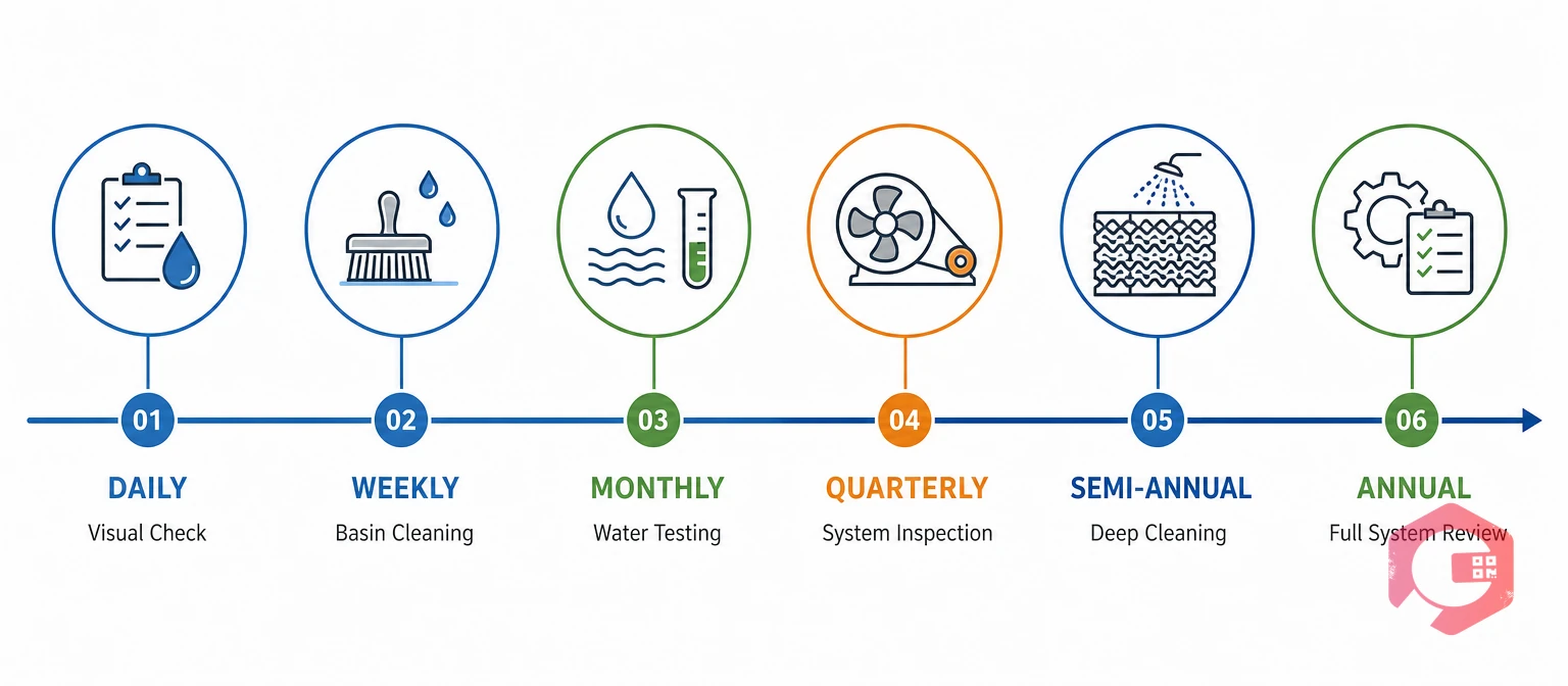 Cooling tower maintenance schedule by frequency from daily to annual | Cryotos