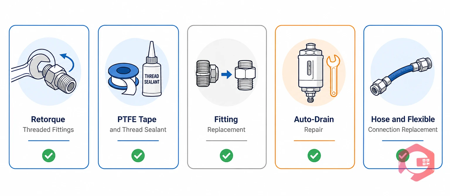 Five compressed air leak repair types explained | Cryotos