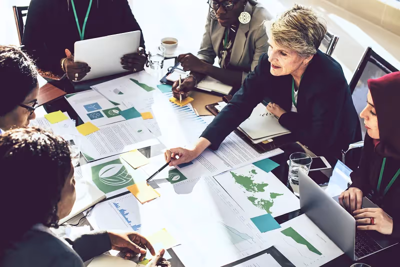 a strategy meeting in an office