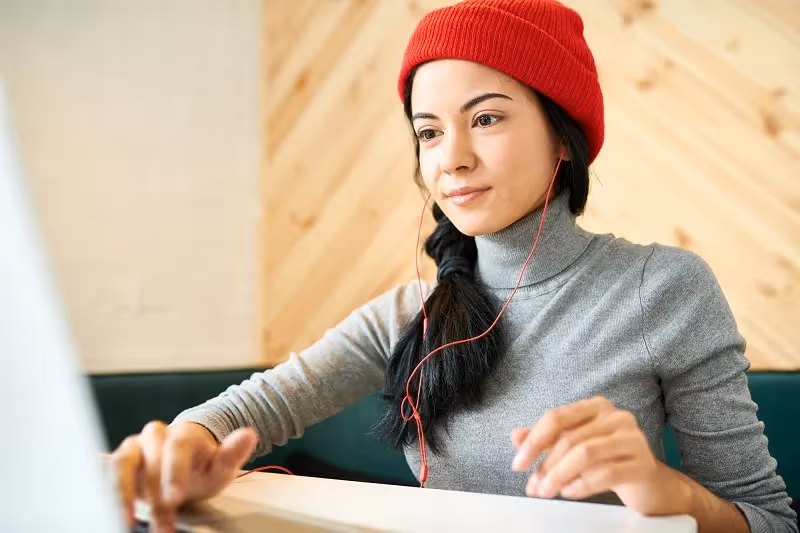 A young woman prepares for her job interview.