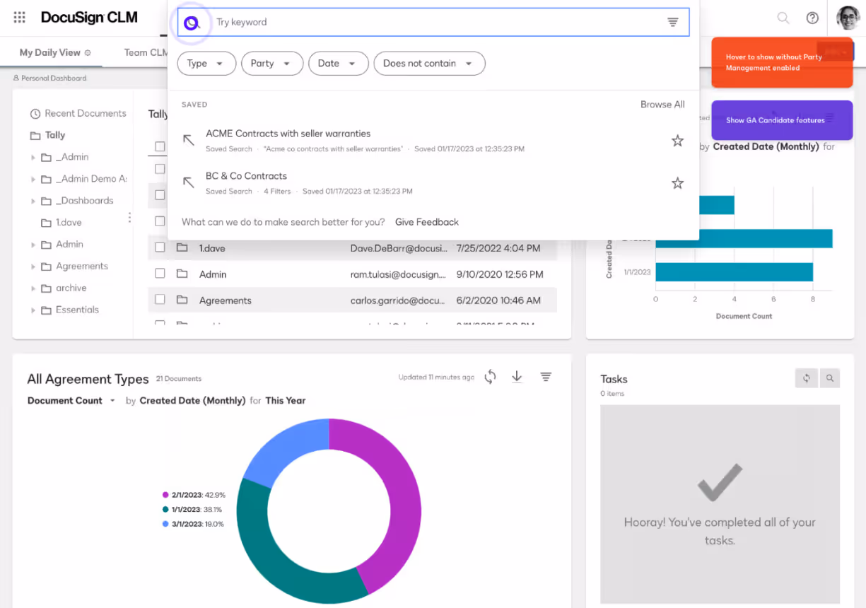 DocuSign CLM - Contract search feature