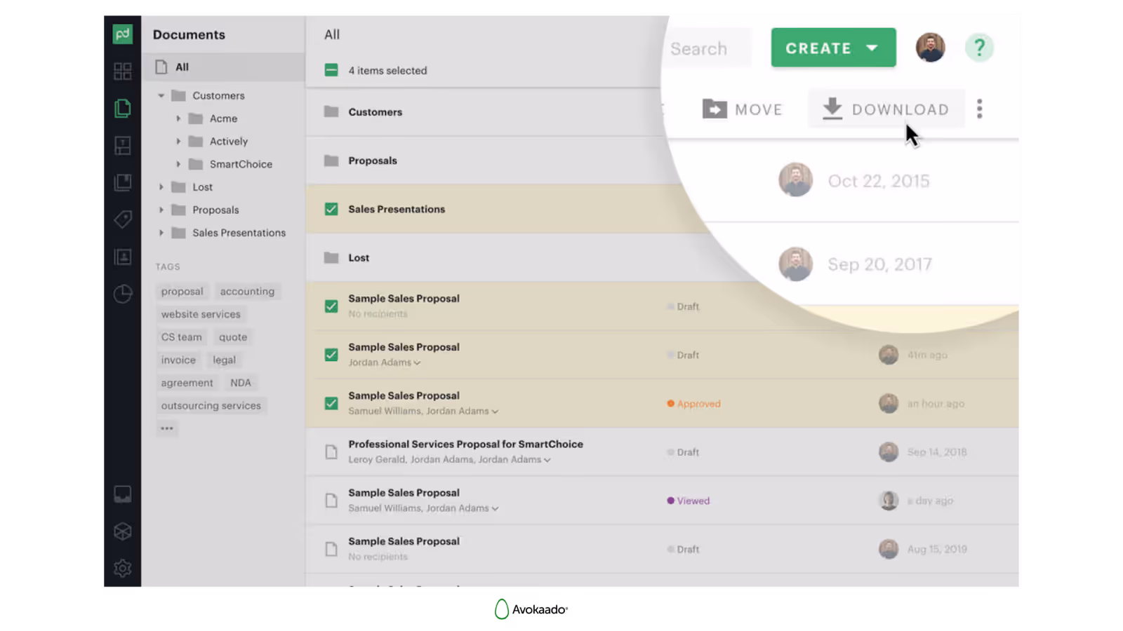 PandaDoc contract management dashboard view