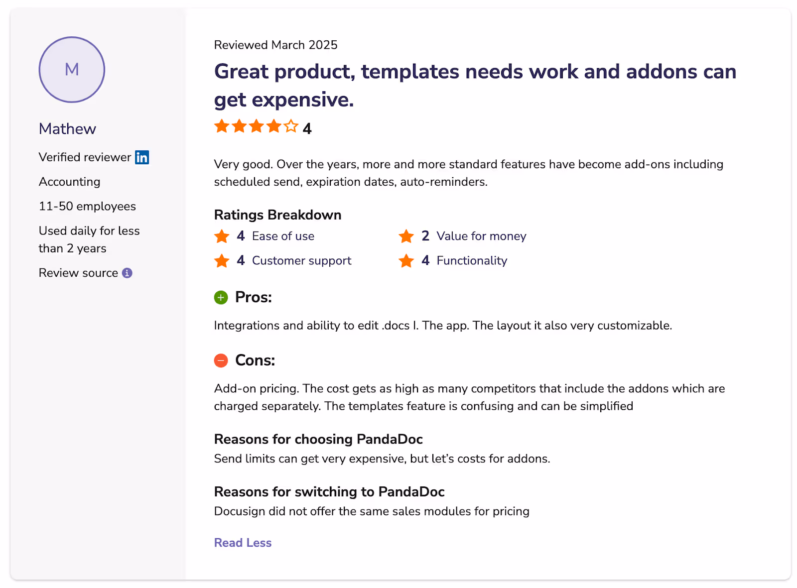 PandaDoc user review
