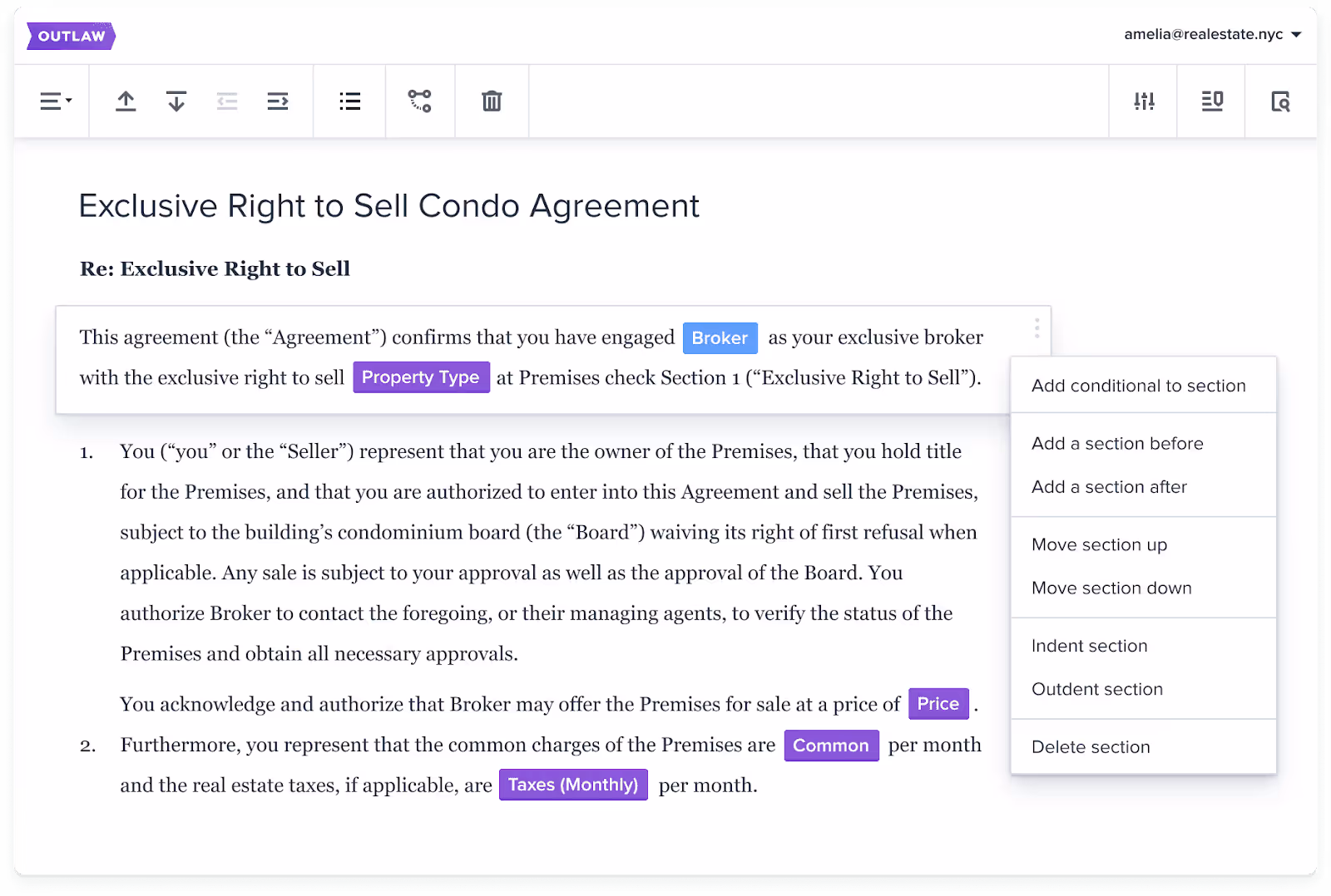 Outlaw - Contract creation with conditional logic