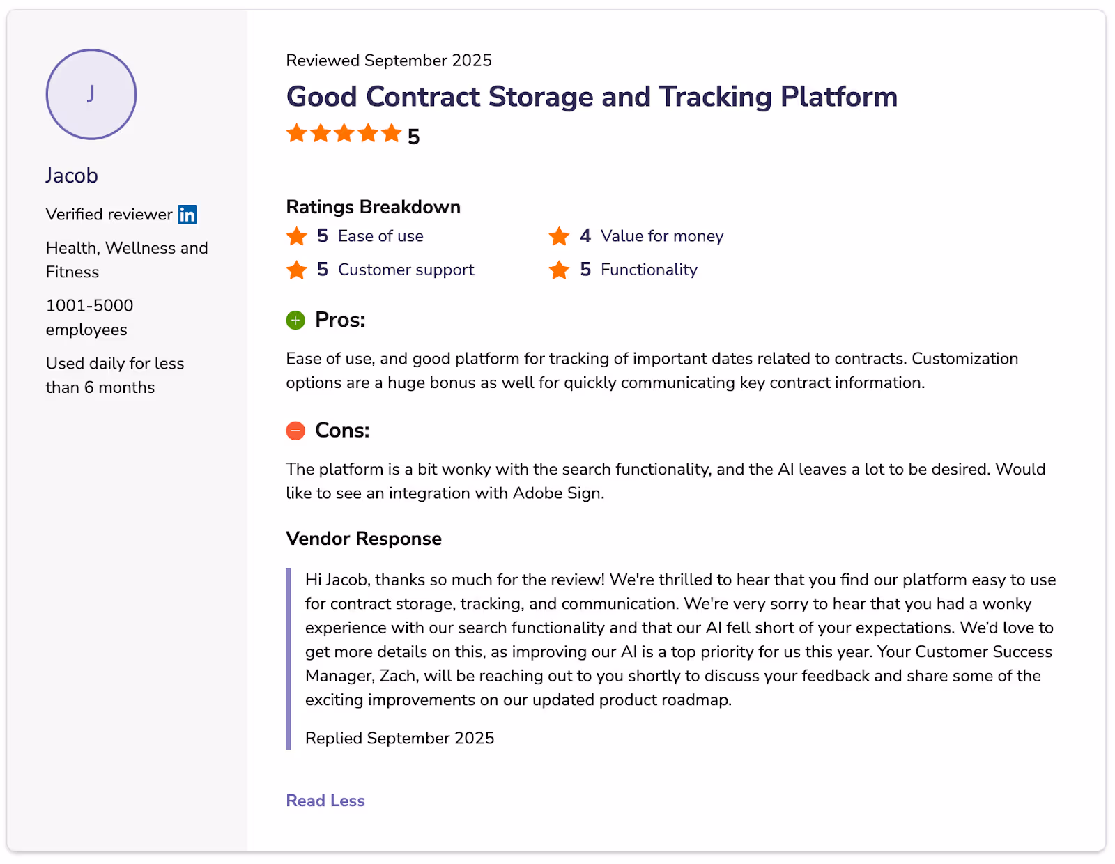 ContractSafe user review