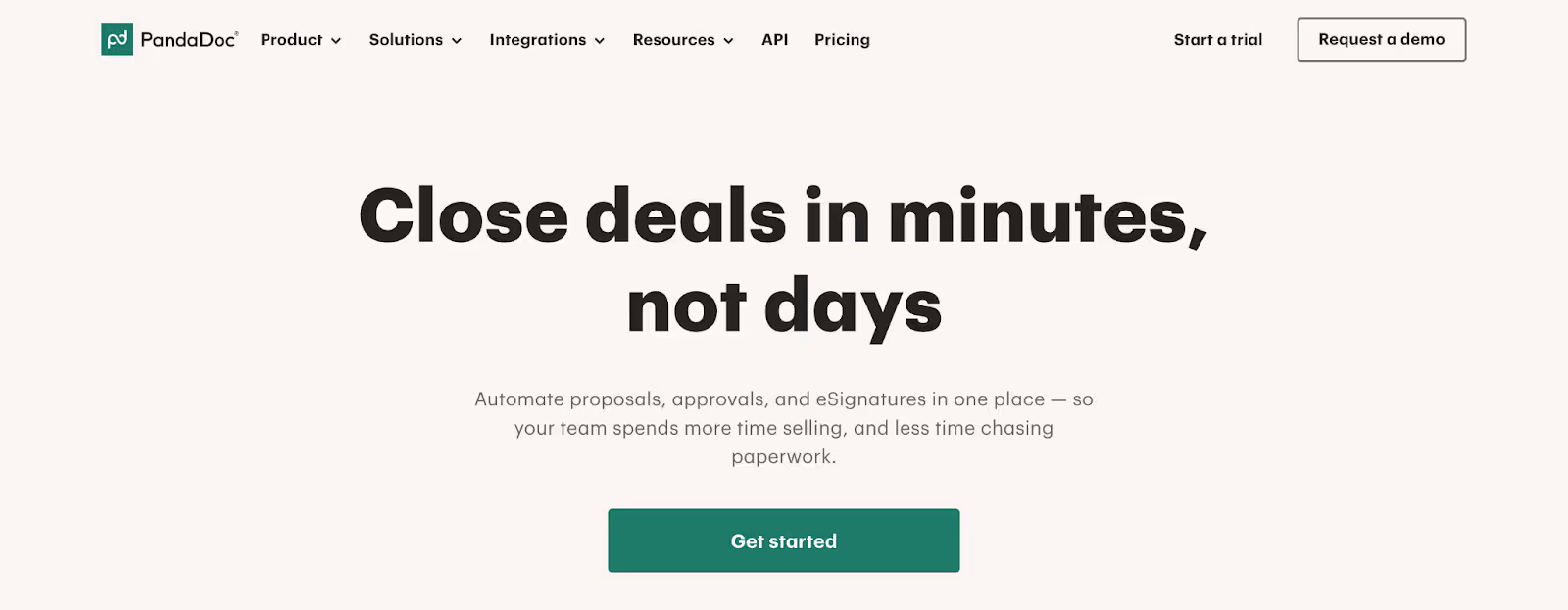 A screenshot of PandaDoc's homepage.
