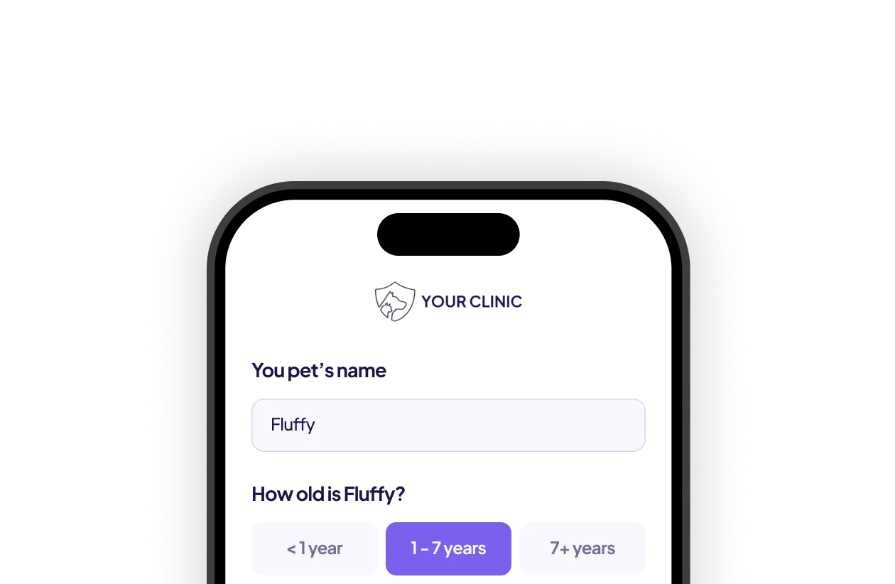 Visualisation of a phone screen showing a pet parent completing wellness plan enrollment