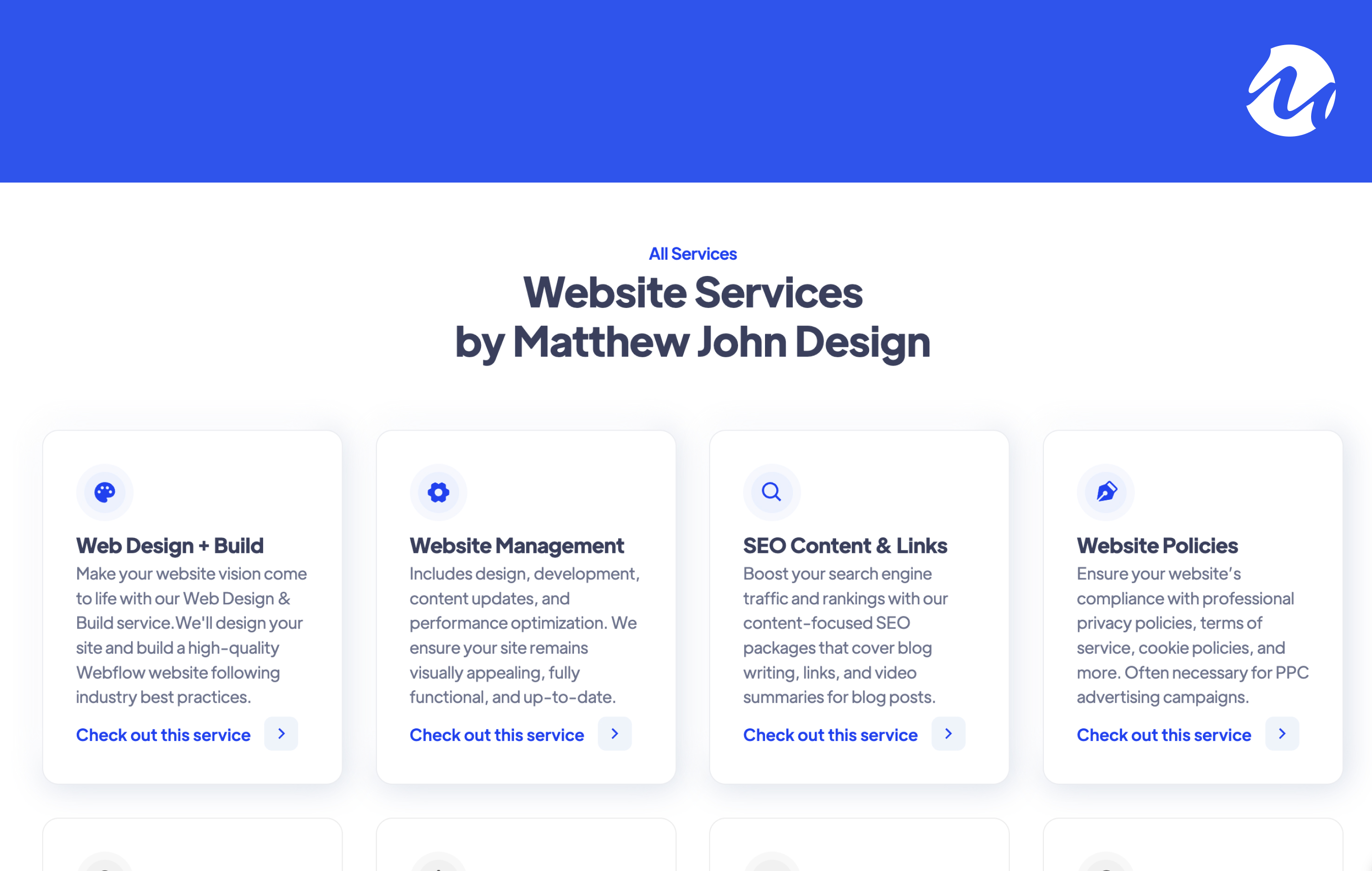 Services by Matthew John Design cover image