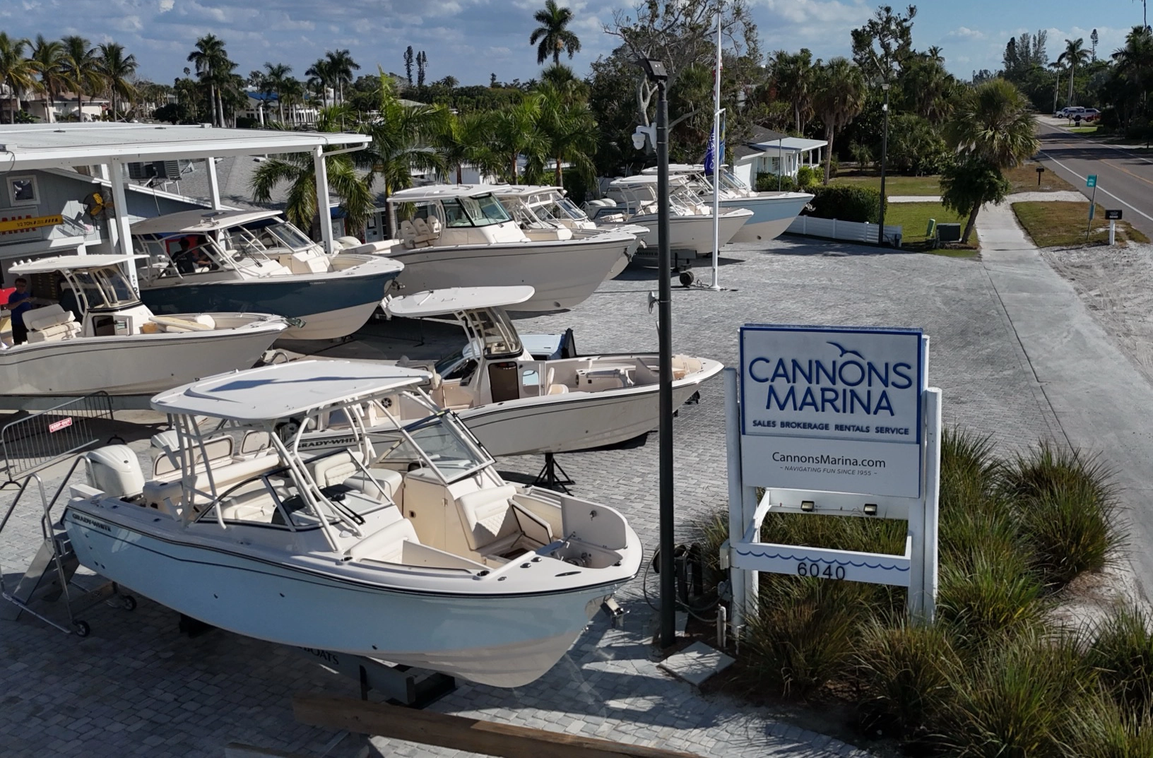 Cannons Marina boat display at Ingman Marine's Longboat Key location.
