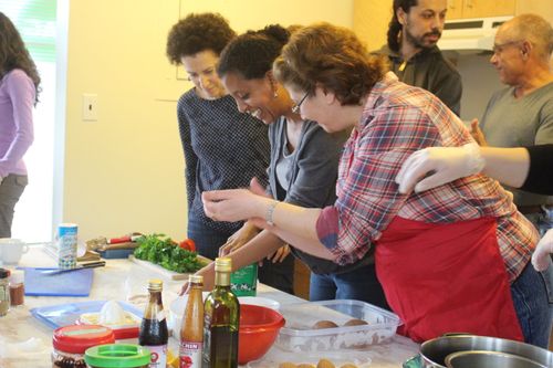 Derya Akay, Burrard Marina Fieldhouse Residency, Contemporary Art Gallery, Vancouver, 2017. Photo: Derya Akay. | Gathering of local immigrant women Elders to explore and share local and diasporic culinary traditions.