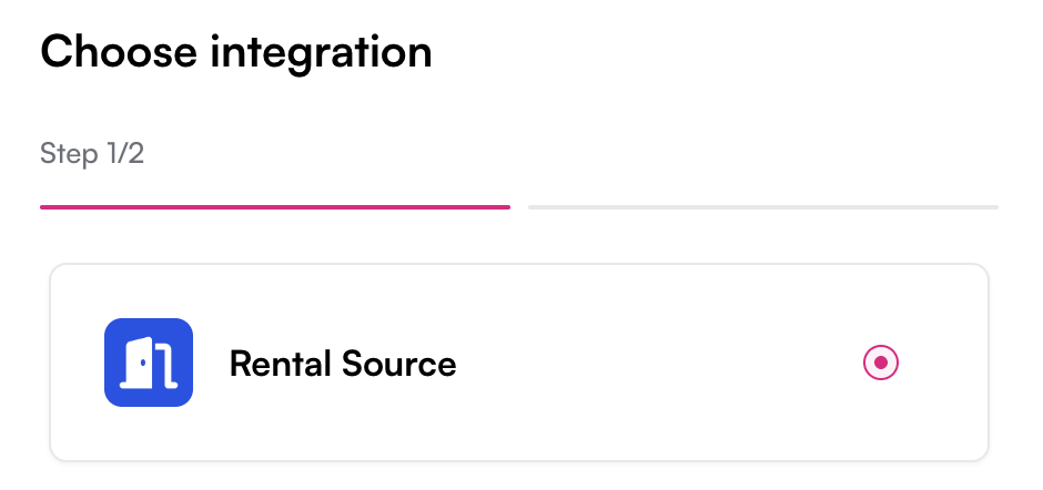 Choose integration screen in the Boom Portal with RentalSource selected