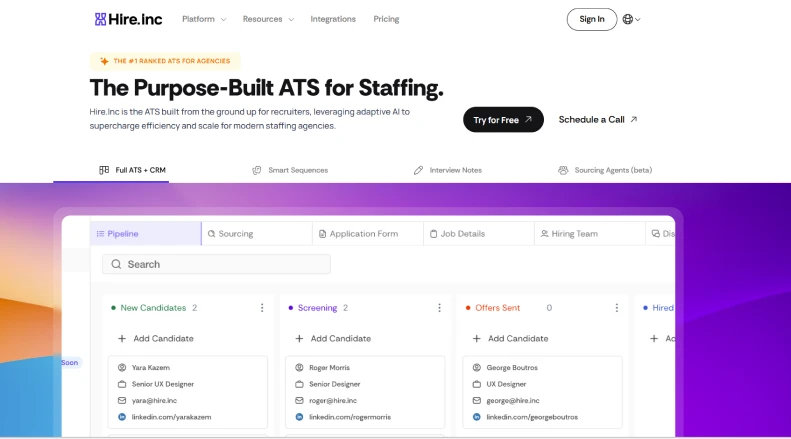 Hire.inc is an innovative hiring platform empowering recruiters with AI tools, automation, and the credibility of a .inc domain.