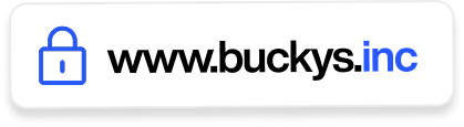 Website URL www.buckys.inc with a blue lock icon indicating a secure connection.