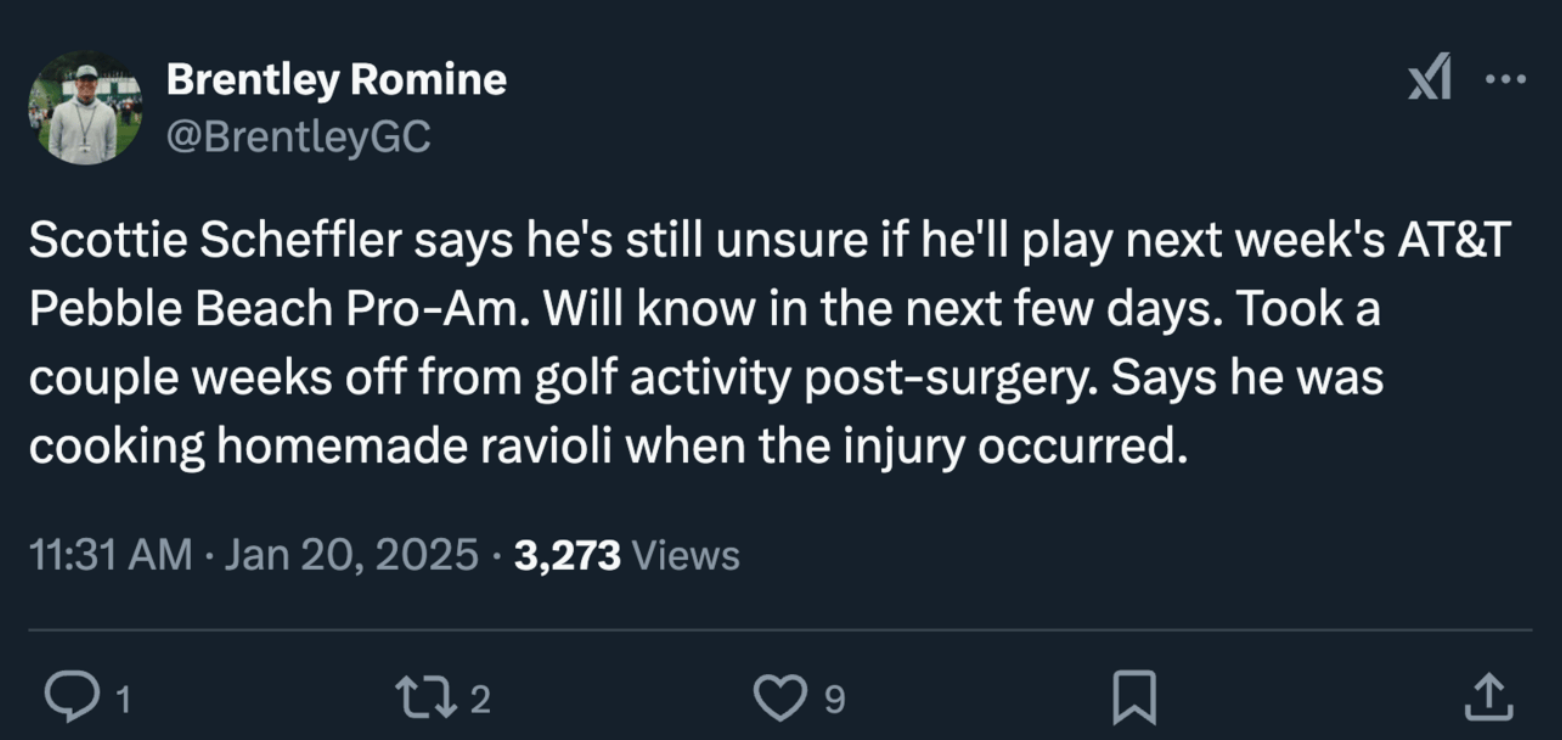 Screenshot of a Tweet from Brentley Romine