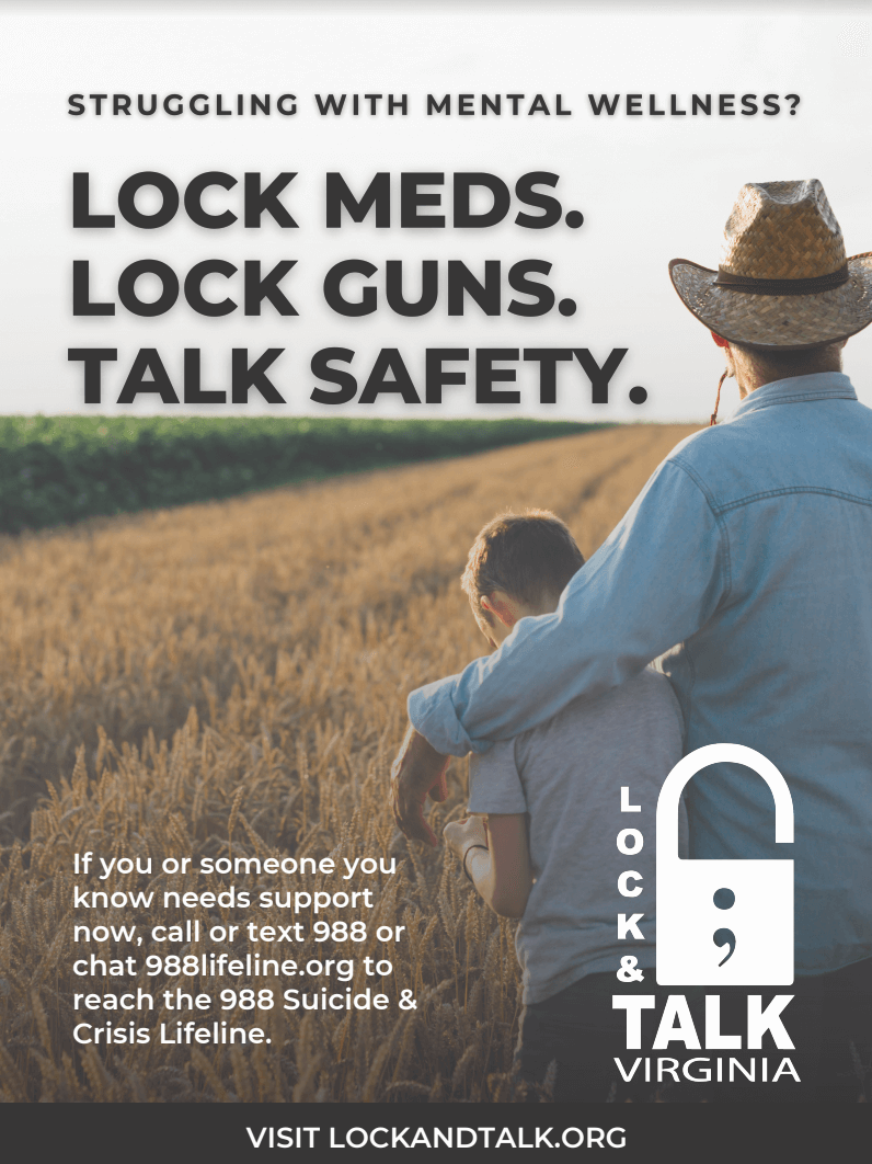 Farmer with son facing a field.