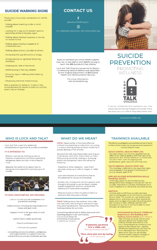 Suicide warning signs and available trainings