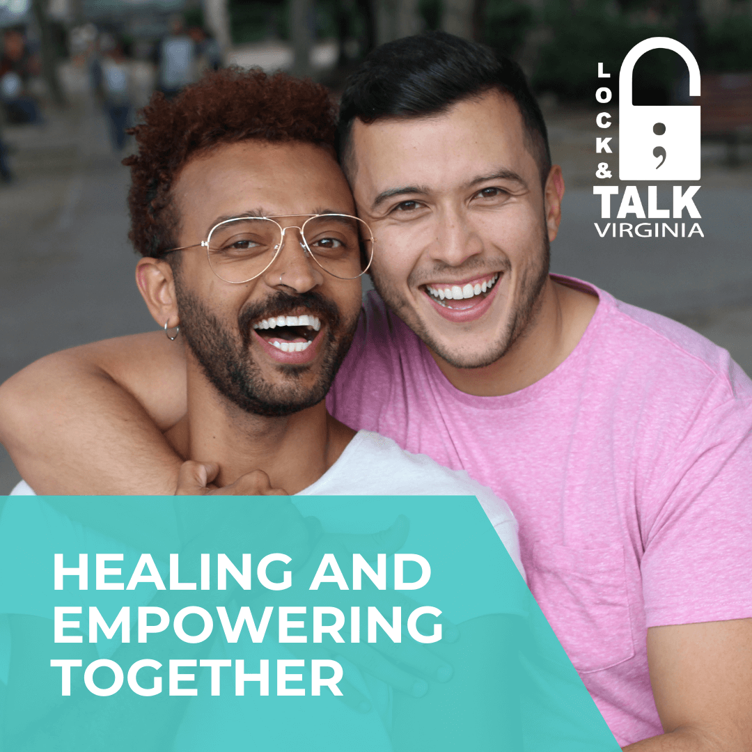 Homosexual couple and/or friends hugging and smiling (BIPOC) (LGBTQIA+)