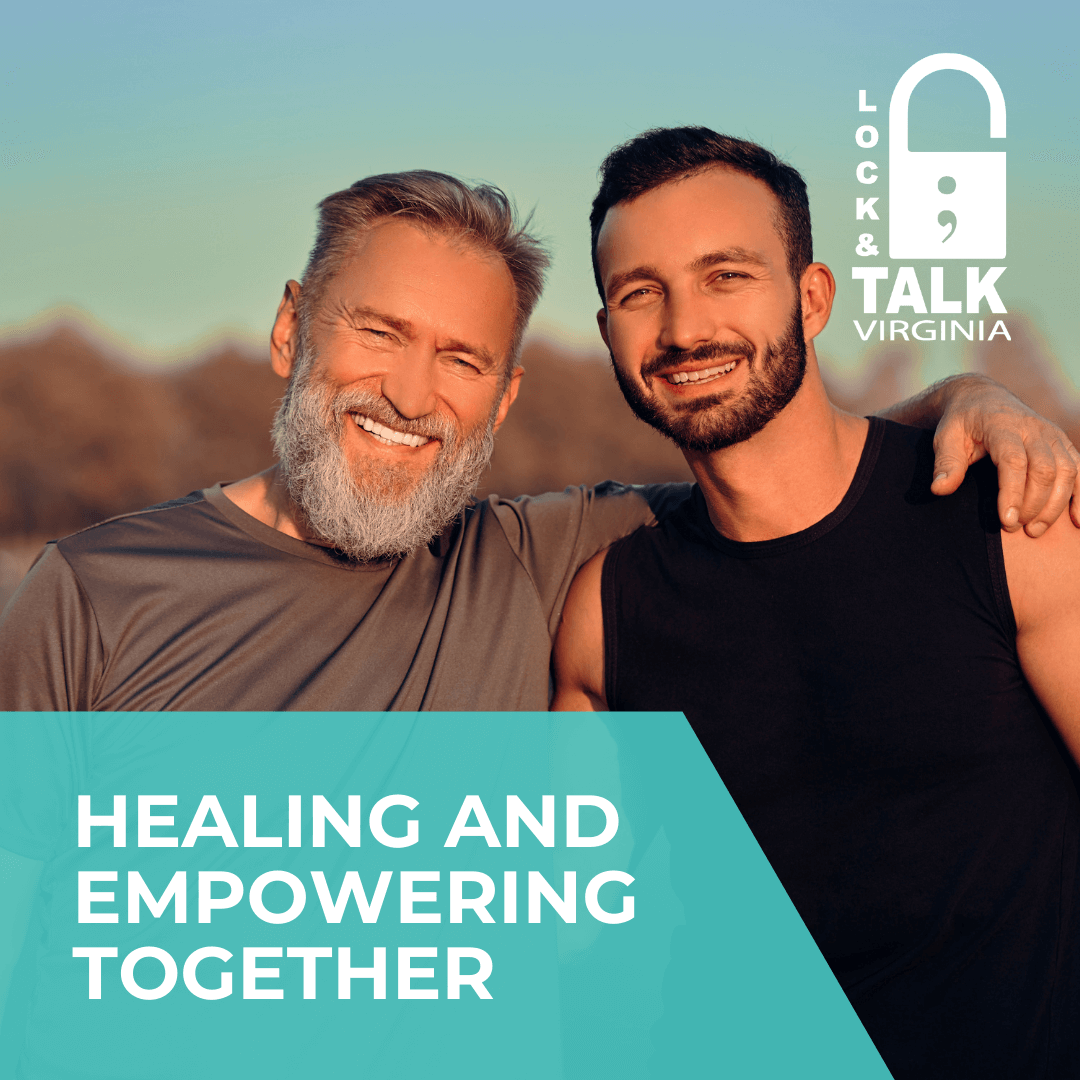 Father and son smiling.