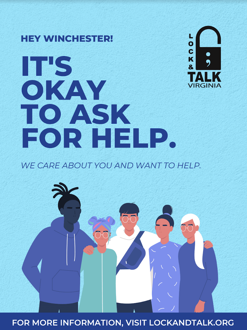 Cartoon socially diverse people. Blue text and blue background.