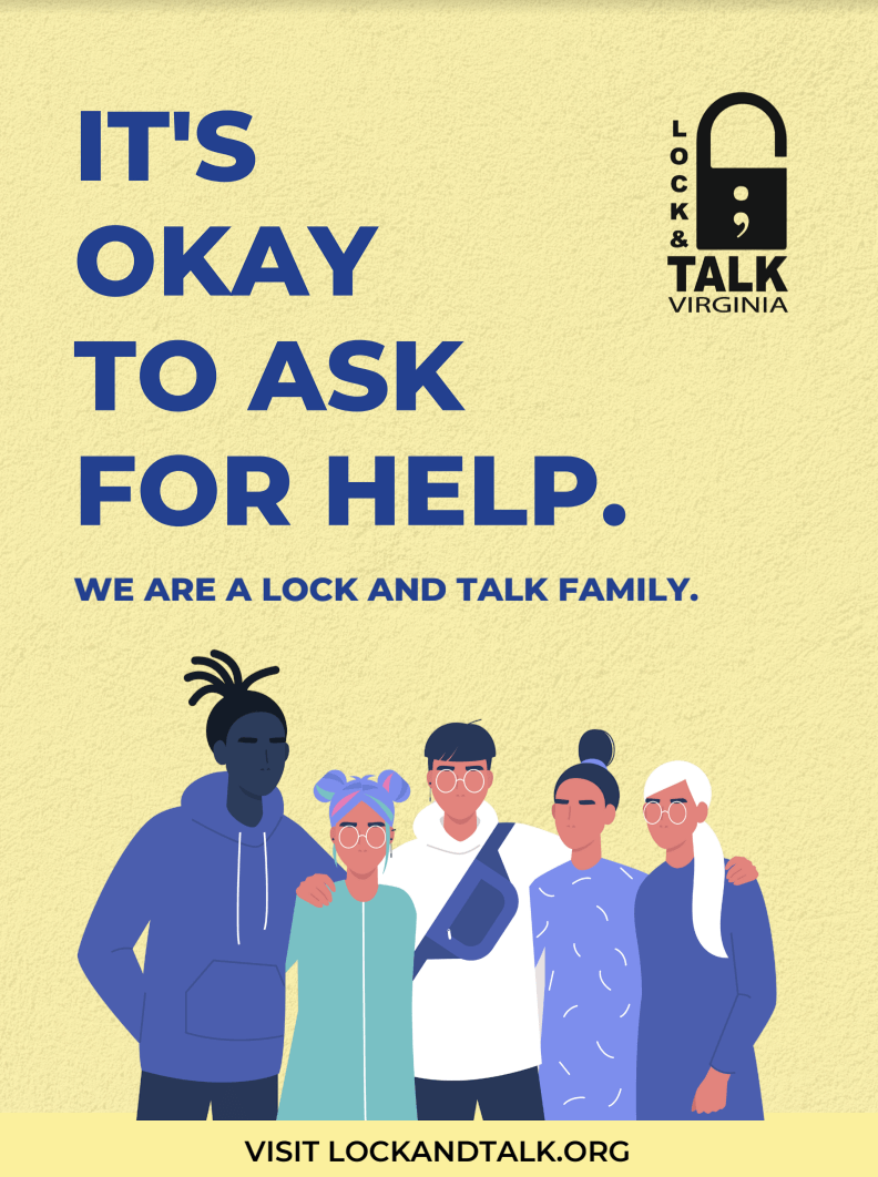 Cartoon socially diverse people. Blue text and yellow background.