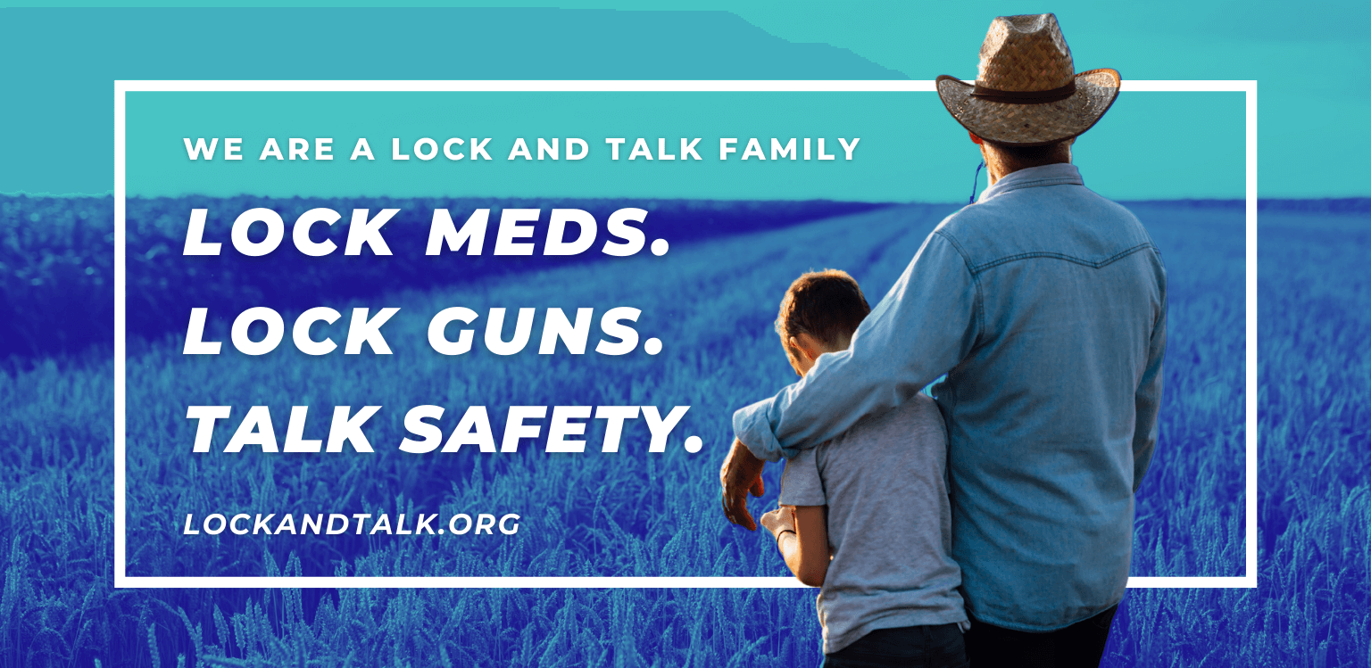 Dad and son standing in field