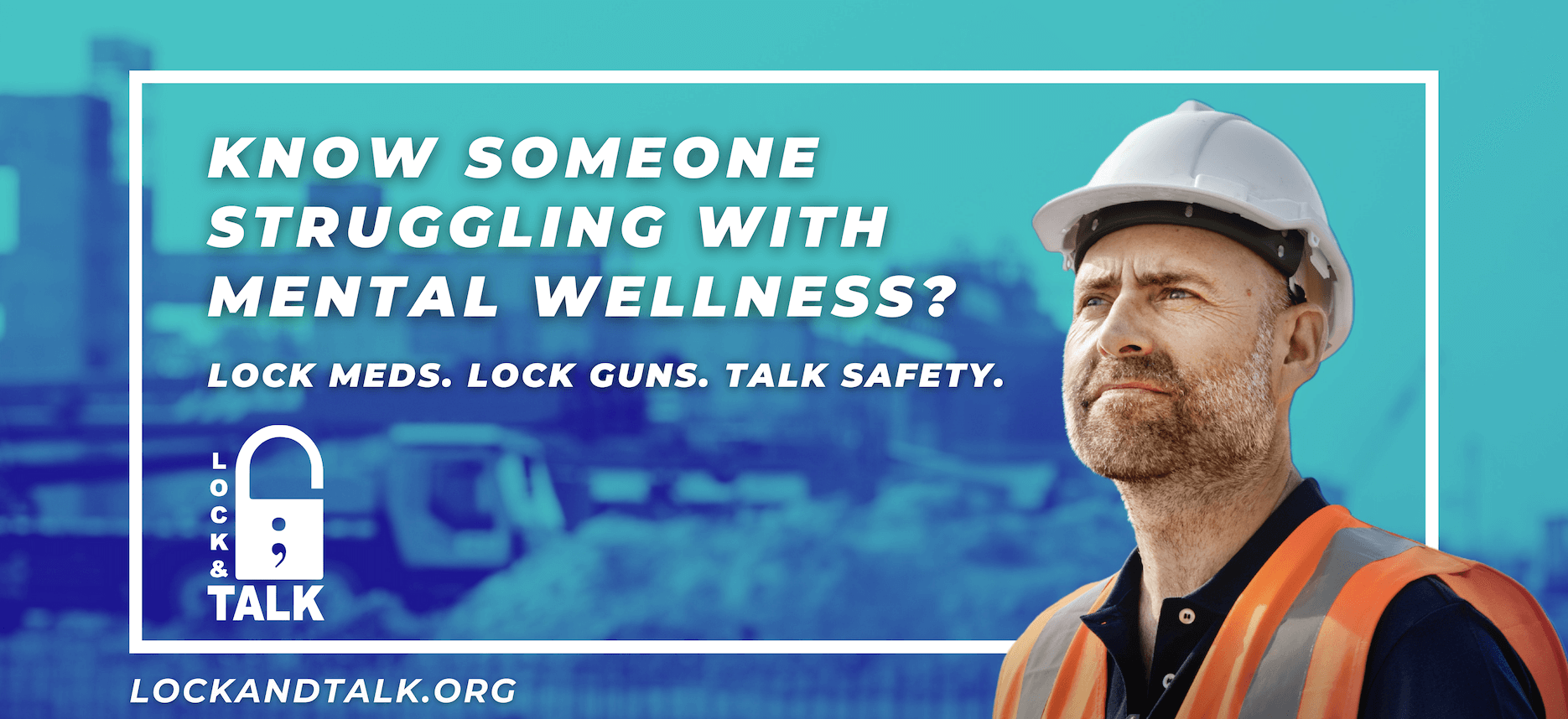 Caucasian man with hardhat and vest (laborer)