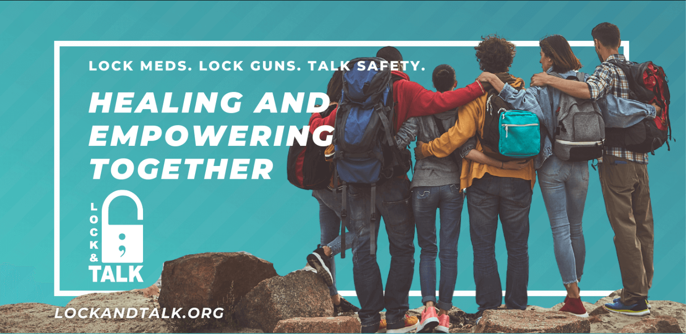 Diverse youthful friends looking over water. (hiking)