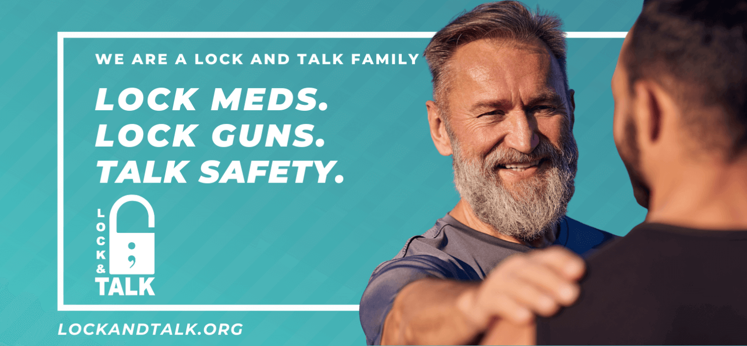 Father and son smiling.