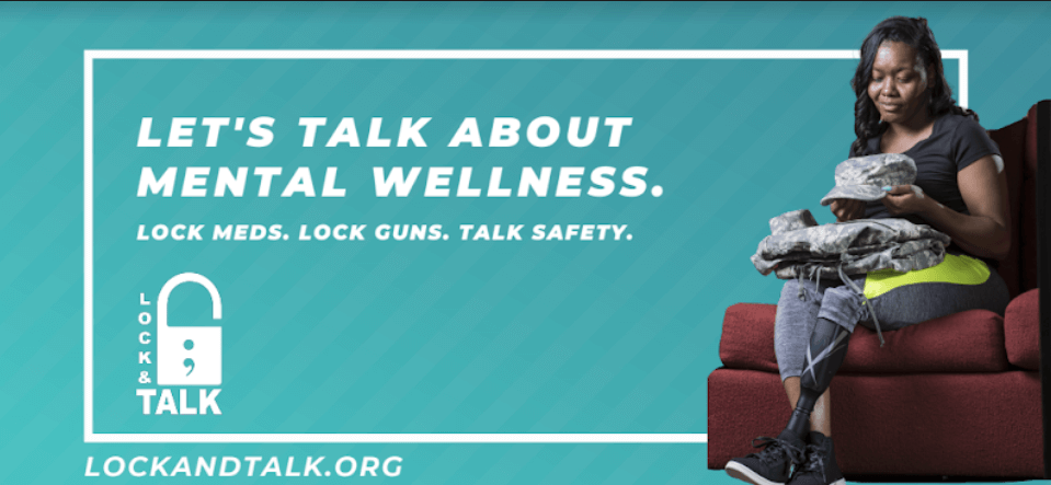 Military amputee sitting on couch