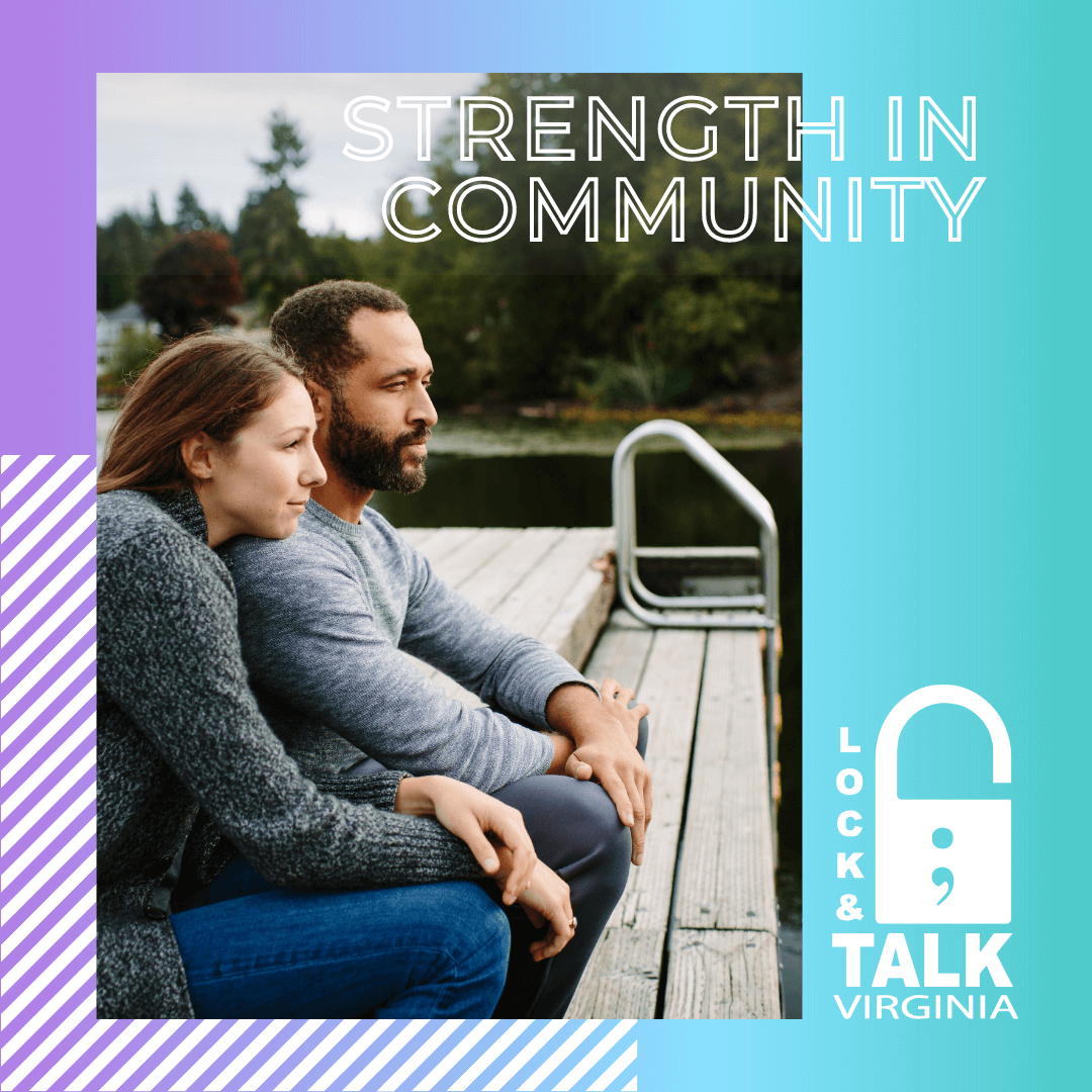 Couple sitting close looking over water (water)