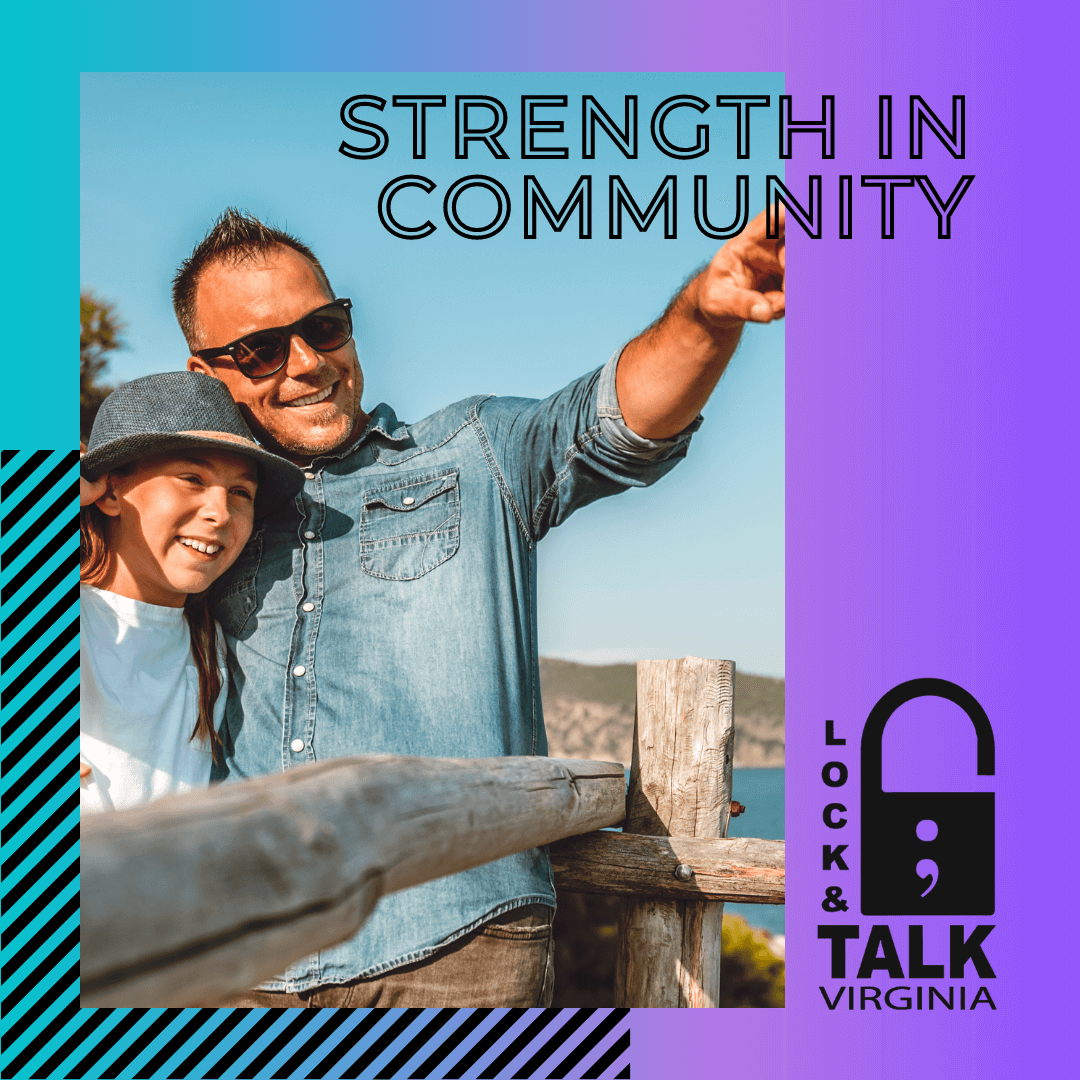 Father and daughter smiling looking over water (water)