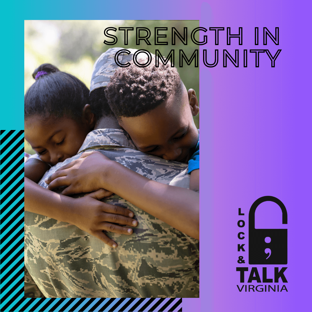 Son and daughter hugging military man (Air Force)
