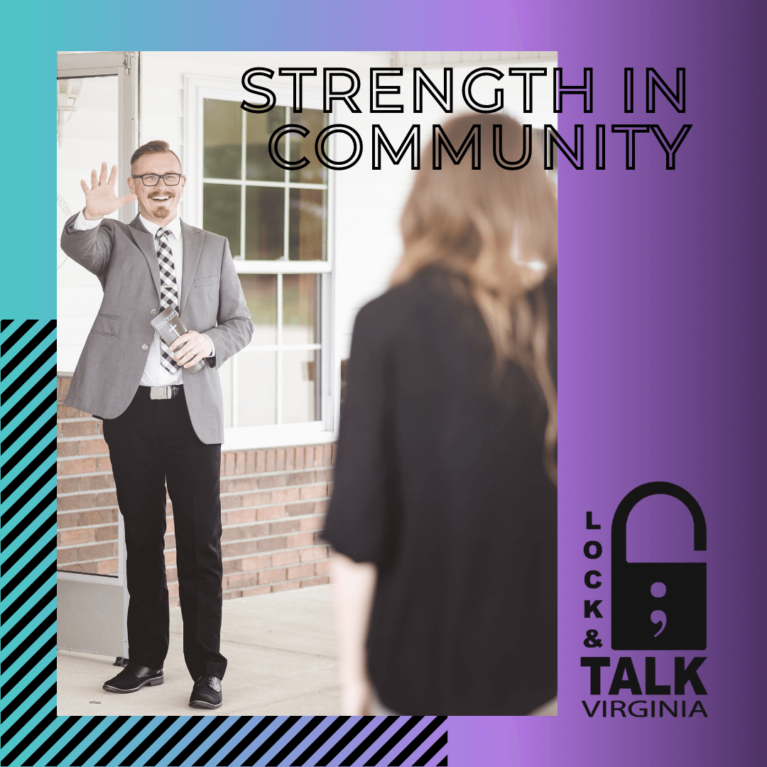 Pastor welcoming woman to church (faith)