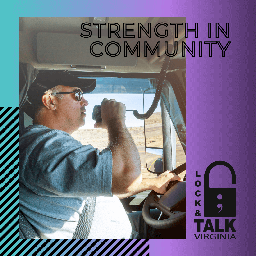 Man speaking over walkie talkie (trucker)