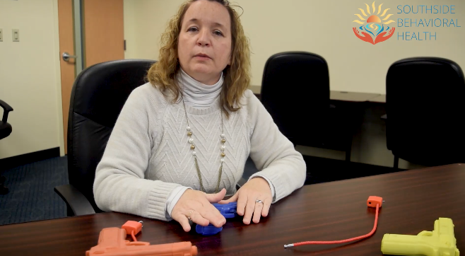 Demo of Cable locks for hand guns provided by Kenan N. Tyner-Smith, Prevention Coordinator at Southside Behavioral Health. Thank you Kenan!